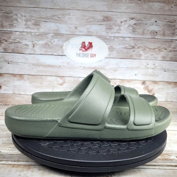 Athletic Works Men's 12 Olive Two Band Slide Sandals Shoes - Picture 1 of 11